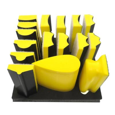 Hand Sanding Block Set Hook and Looping Interchangeable Assorted Shapes Handheld Sanding Pad for Woodworking