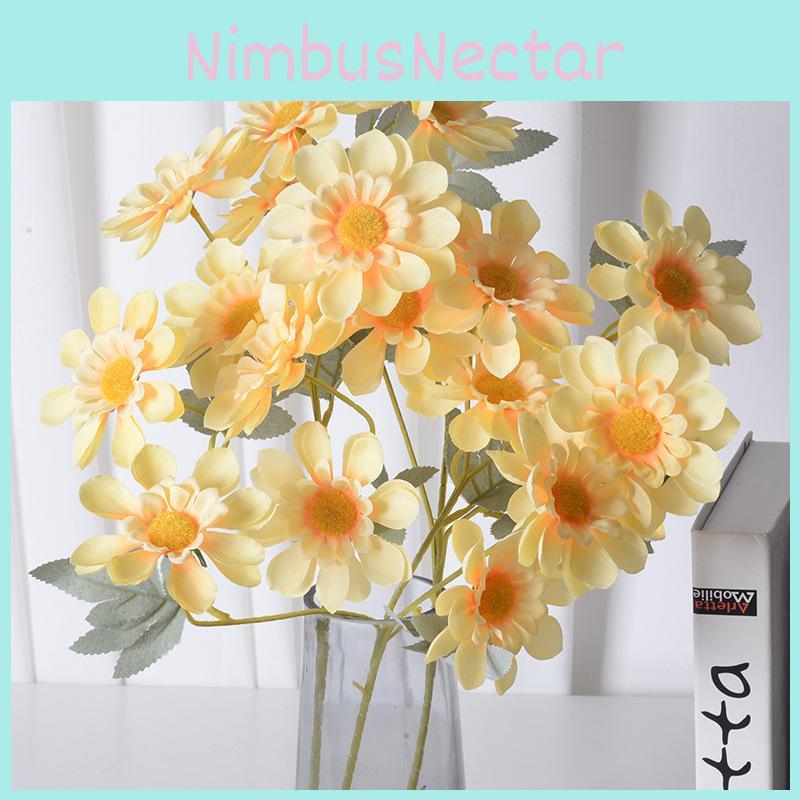 Artificial Flower Decor Pack With 6 Stems Of Daisy And Chrysanthemum Flowers In Various Colors For Wedding And Home Use