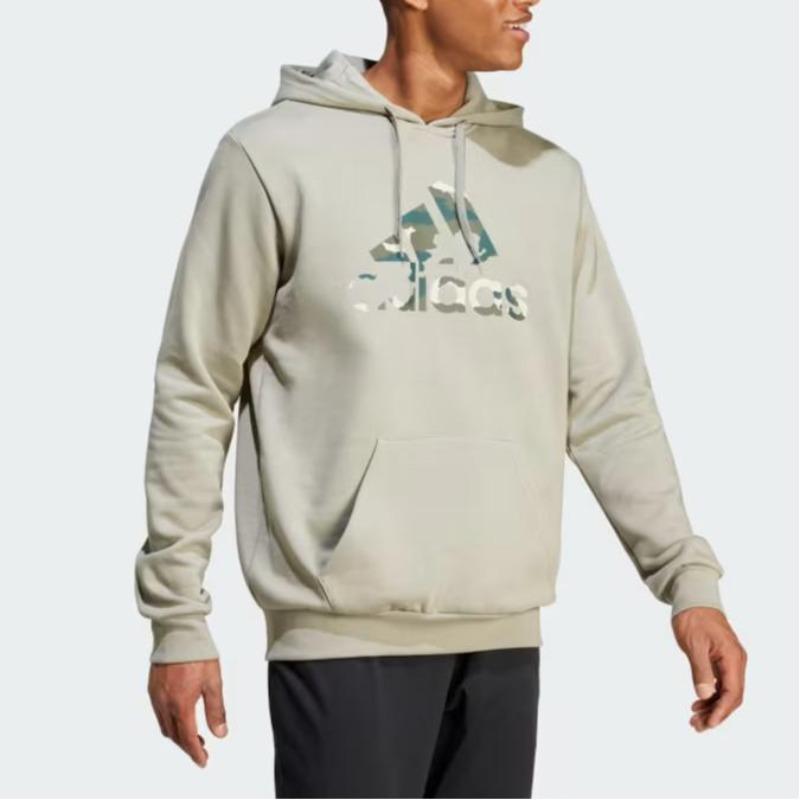 Adidas Camo Graphic Hoodie Silver Pebble Men Streetwear IY0740