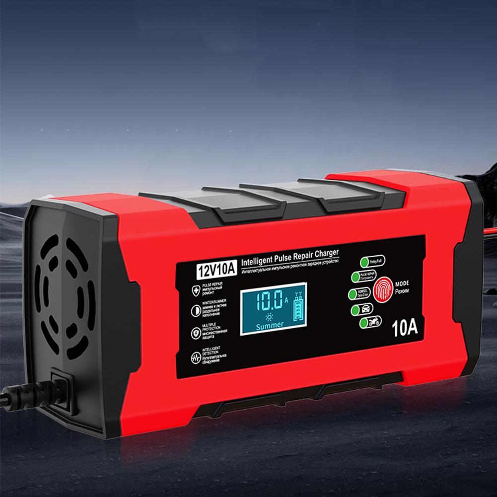 12V 10A Smart Fast Charger Touch Screen Pulse Repair Automatic Smart Battery Charger Digital LCD Display for Car Motorcycle