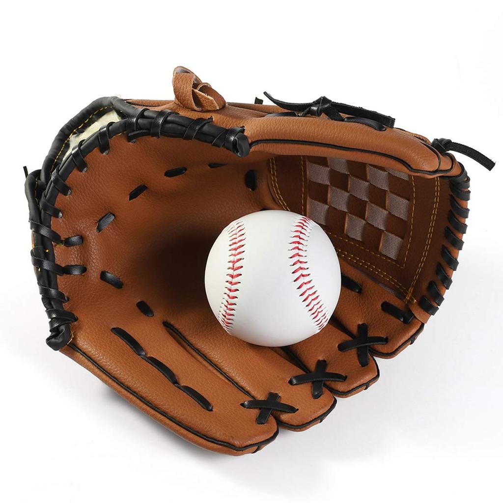 Zongsi Baseball Glove 9.5 Inches Softball Pitcher Catcher Kids Youth Adults Shock Absorption Built-in Beginner Left-Handed Brown