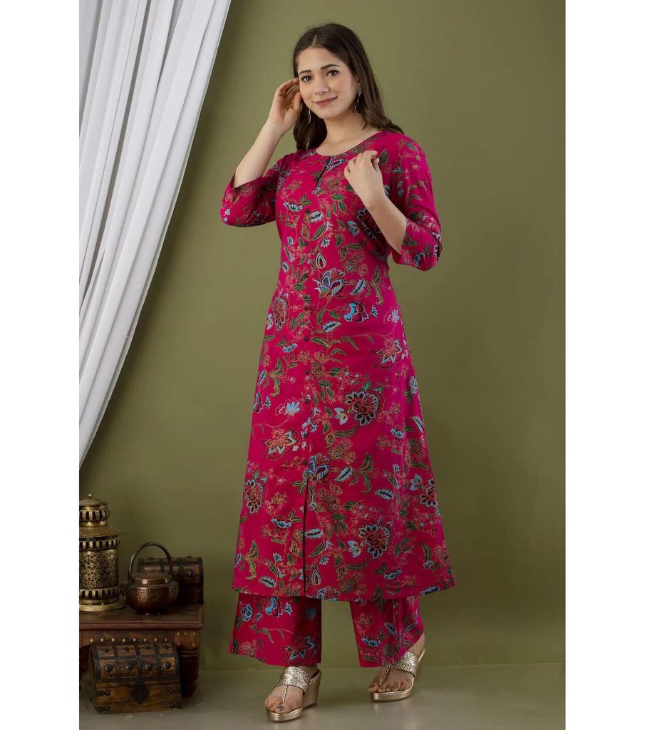 Dame Designer Rayon Kurta Palazzo Sæt Indisk Bollywood Top Tunika Kurti Festtøj