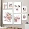 Fashion Women Make Up Wall Art Poster and Prints Nail Rouge Lips Modern Canvas Painting Pink Picture Decoration Office Gift Art