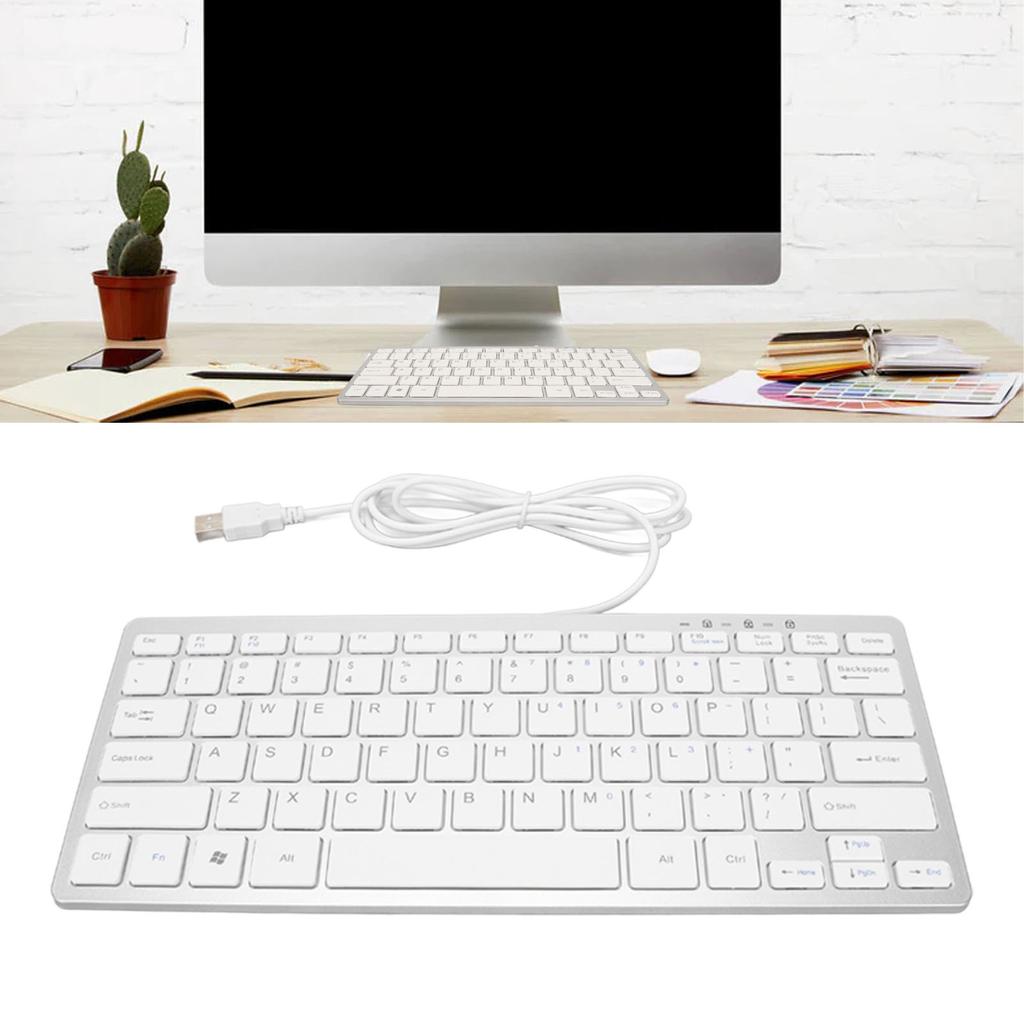 USB-Tastatur mit Kabel 78 Tasten Dünn Tragbar Rutschfest Tastatur für Laptops Desktops