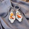 Orange Kupfer Türkis Edelstein 925 Sterling Silber Handgefertigte Ohrringe 1,80" EE-42-32