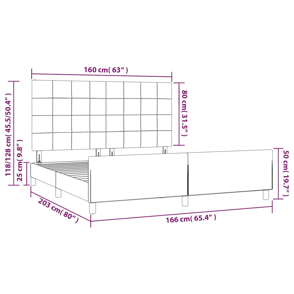 Bed Frame without Mattress Dark Blue 160x200 cm Velvet