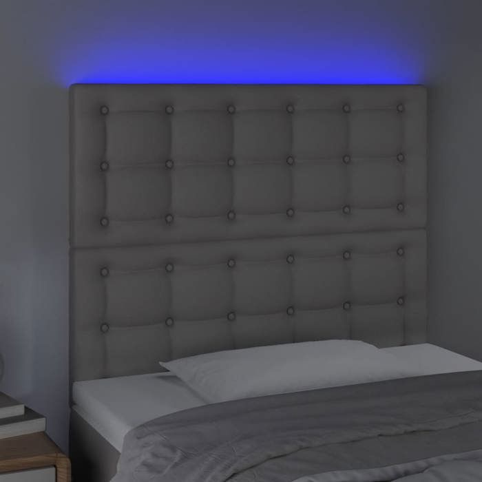 Tête de lit à LED - MAISON EXCLUSIVE - 80x5x118/128 cm - Similicuir gris - Hauteur réglable - LED USB