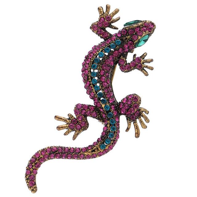 Crystal Gecko Brooches For Women Jewelry Luxury Cute Fashion Animal Lapel Pins Shining Jewelry Kids Clothing Accessories