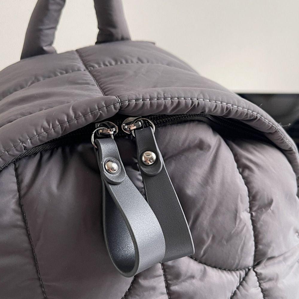 Nylon Padded Coat Backpack Solid Color Student Schoolbag Space Cotton Shoulder Bag  Outdoor
