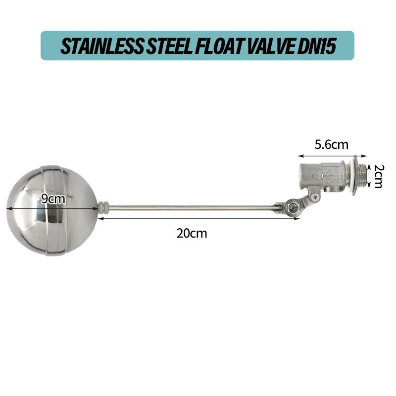 

Float Valve Stainless Steel Flow Control Float Sensor Valve Aquarium Cold and Hot Water Tank Liquid Level for DN15 DN20 DN25