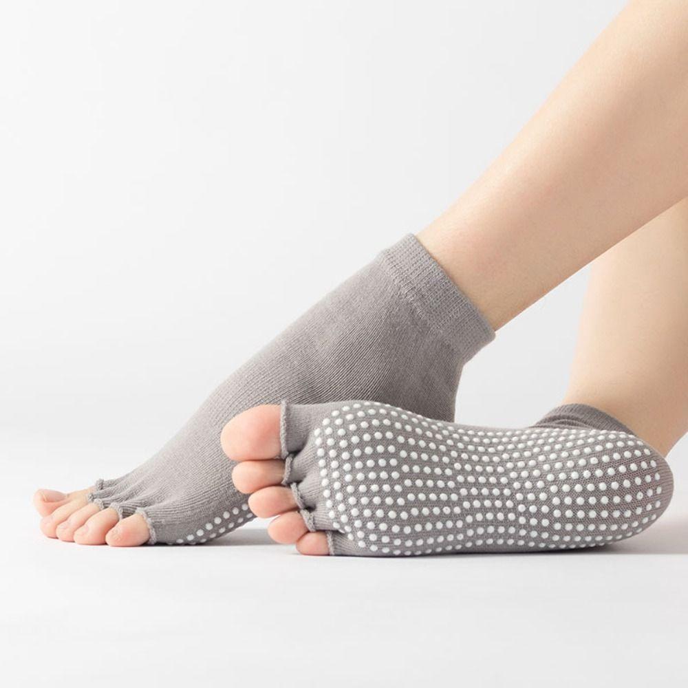 Short Women Yoga Socks Cotton Split Toe Tube Socks Comfortable Grips Pilates Socks  Ladies