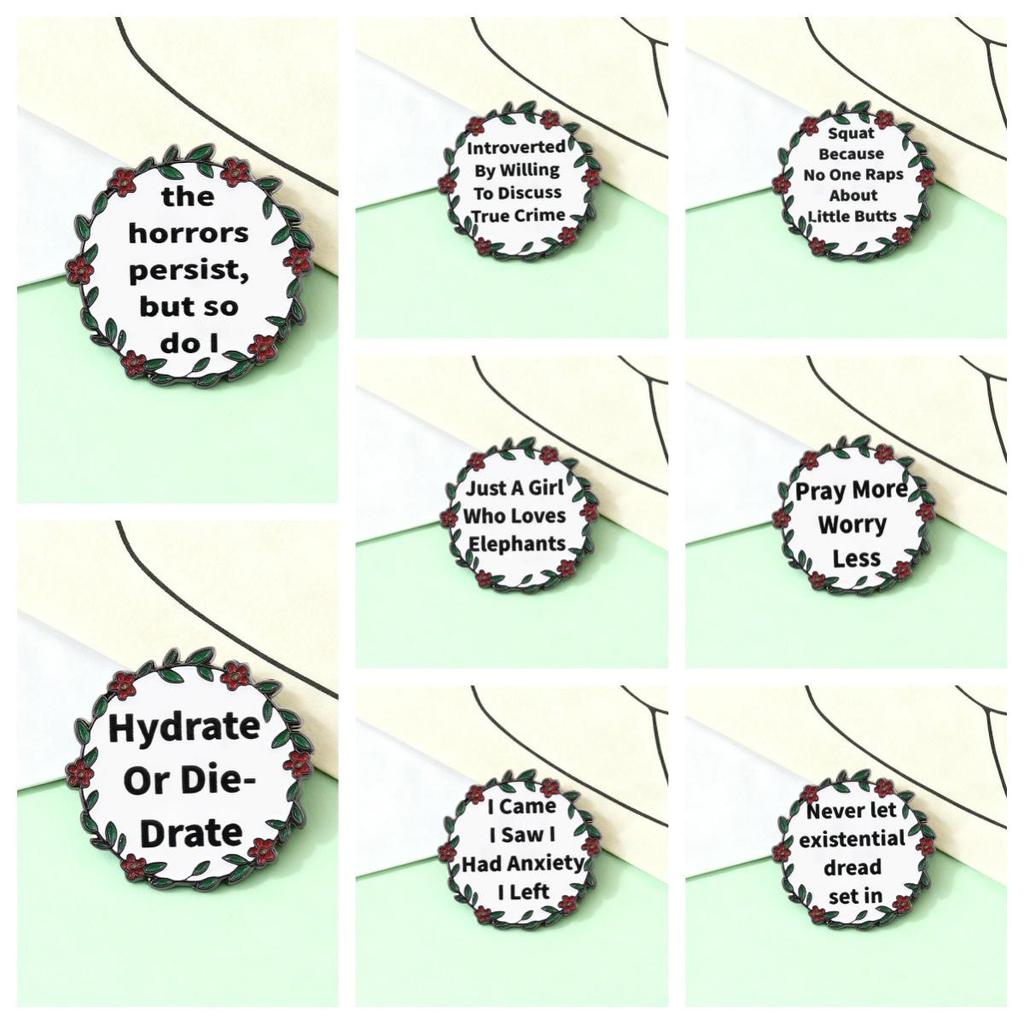 Beautiful Reasons Wreath Brooch: Inspirational Quotes Badge for Positivity