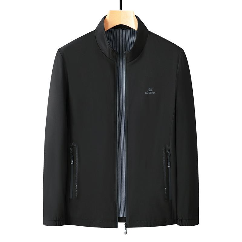 Stand Collar Jacket Men's Middle-aged and Elderly Dad's Spring Solid Color Top Spring New Casual Thin Jacket Jacket