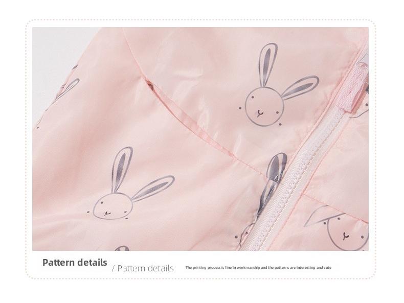 Malwee Girls' Autumn Cartoon Hooded Windbreaker - European & American Style Children's Casual Coat
