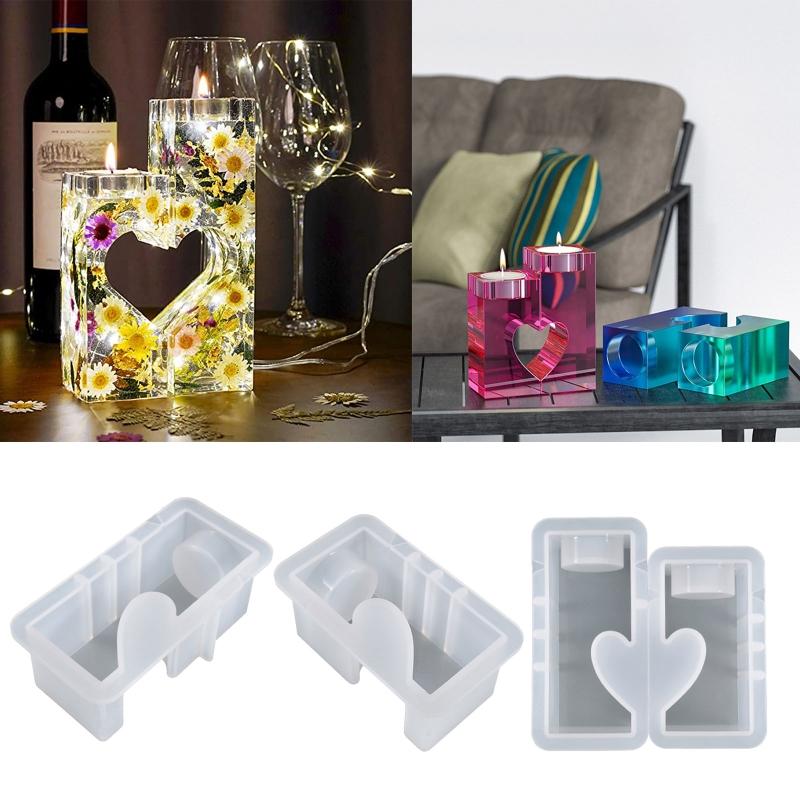 Handicraft Heart Candle Holder Epoxy Resin Casting Mould Silicone Resin Mold Home Ornament DIY Accessories Resin Mold