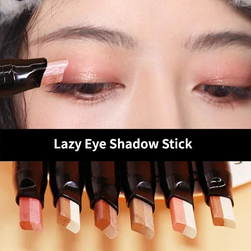 New 2 In 1 Velvet Eye Shadow Stick Lazy Eyes Make Up Double Gradient Professional Waterproof Shimmer Metallic Eyeshadow Women