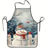 One Snowman and Birds Snowy Apron | Ideal for Indoor and Outdoor Baking, Durable Polyester, Perfect Gift for Friends