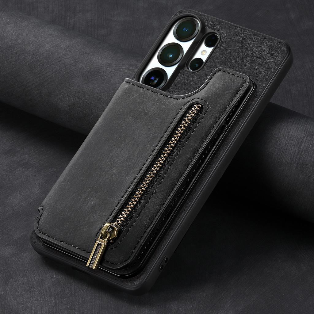 Zipper Leather Back Case for Samsung Galaxy S26 Ultra S24 S23 FE S22 S21 S25 Ultra S26 Plus S25 5G Walet with Card Holder Cover