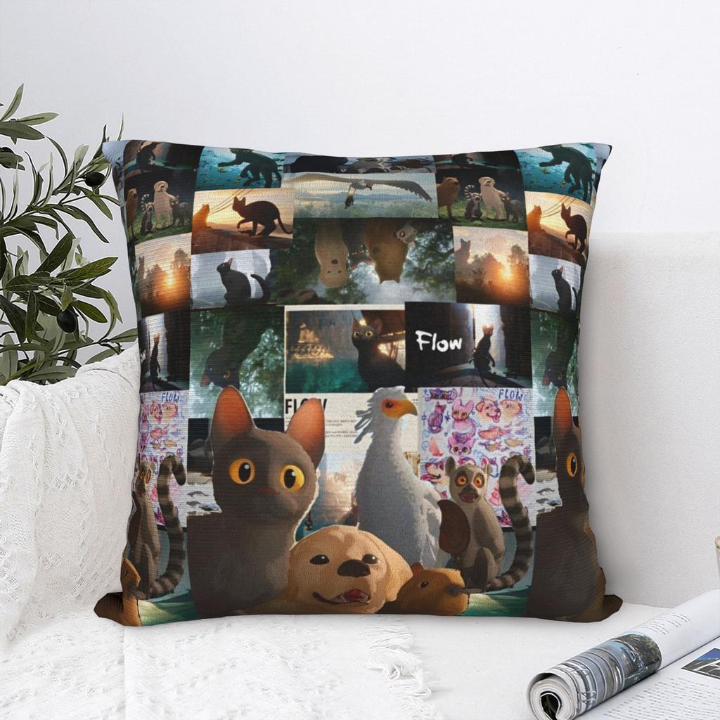 Flowing Movie Cat Pillowcase Printing Polyester Cushion Cover Decor Cartoon Animated Movie Pillow Case Cover Home Square