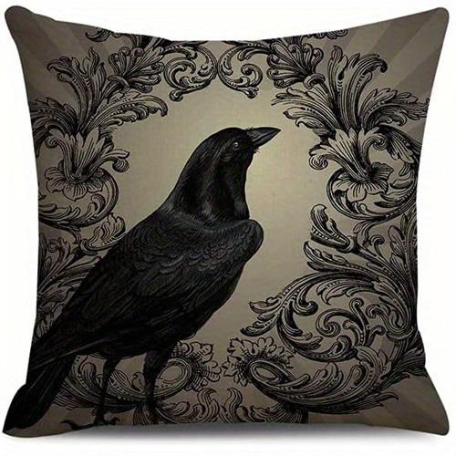 Home Decor Gothic Patterns: Raven, Skulls & Blood Splashes Pattern Cushion Cover Suitable for Sofa Bedroom Car Pillow Cover