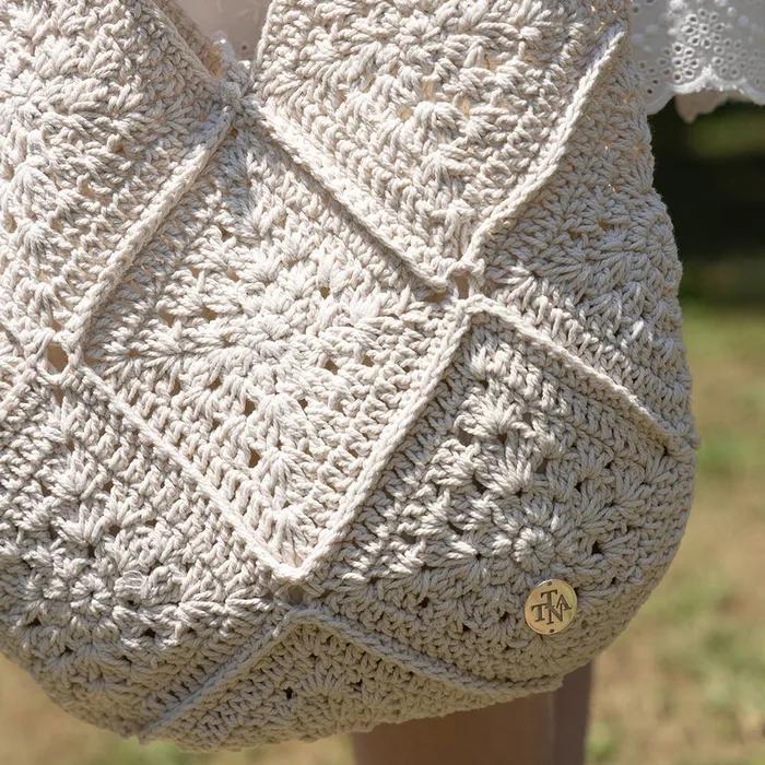 Borsa a Spalla in Cotone Lavorata a Maglia all'Uncinetto Riri BG8251