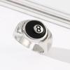 Punk Style Billiard Number Black 8 Opening Adjustable Rings Metal Alloy Rings Fashion Hip Hop Rock Jewelry For Women And Men