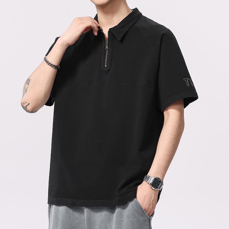 New Summer Men's American Retro Short-sleeved Polo Shirt Men's Loose Short-sleeved Shirt