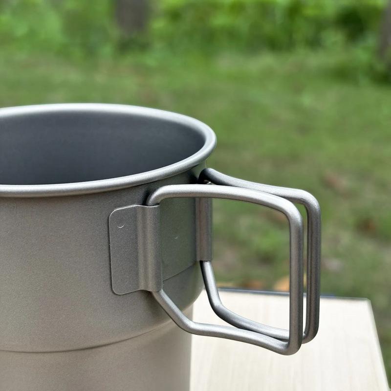 Portable Pure Titanium Travel Mug with Folding Handle - Outdoor Tea Infuser & Kettle Cup Set
