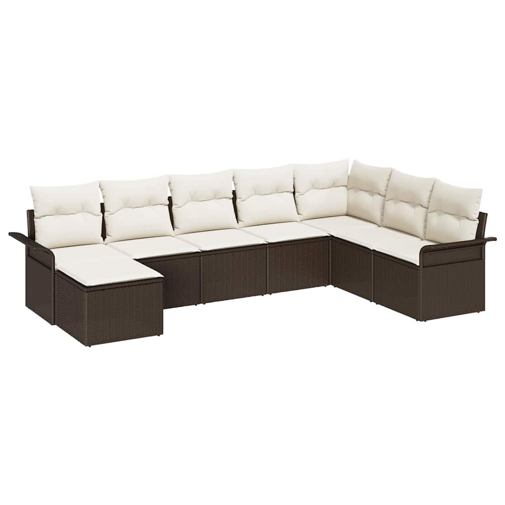 8 Piece Brown Garden Sofa Set with Cushions