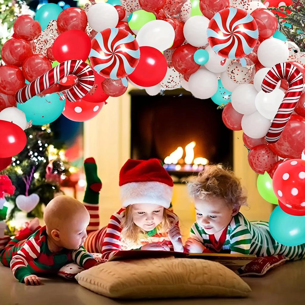 5-139pcs Christmas DIY Decoration Christmas Balloon Set Cane Candy Elk Ginger People Flower Wreath Arched Decoration