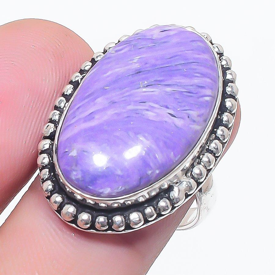 Charoite Gemstone 925 Sterling Silver Jewelry Ring Size 7.5
