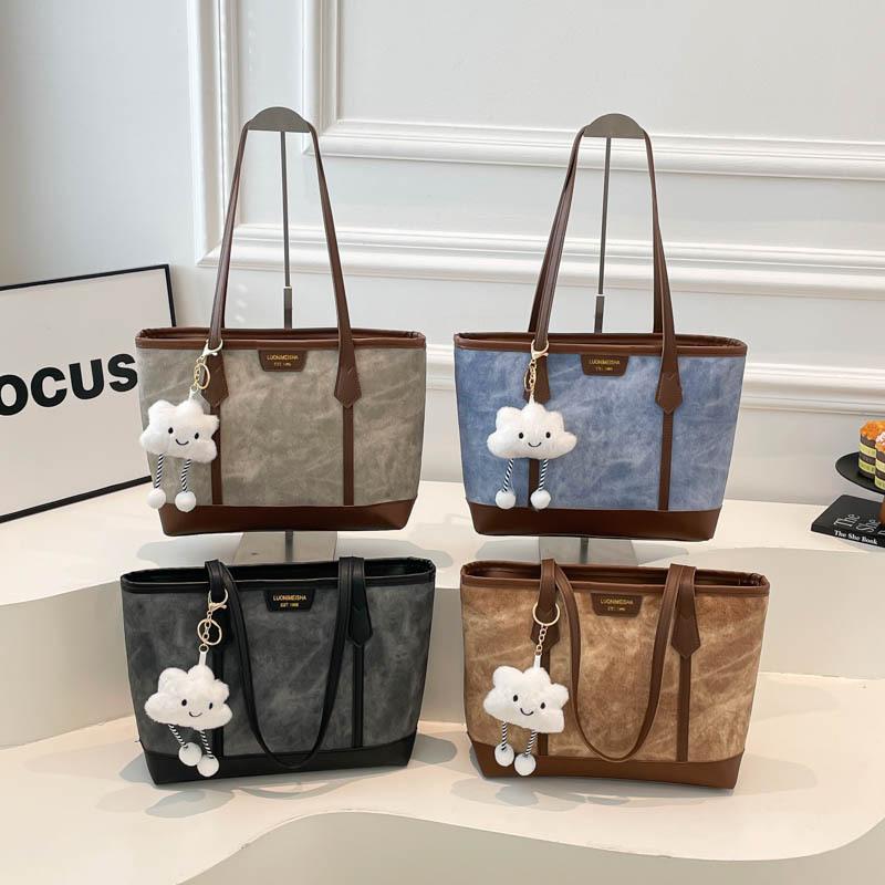 New large capacity tote bag women's fashion commuter shoulder bag splicing design cute hand-to-hand crossbody bag