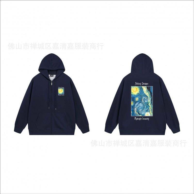 Unisex mikina s kapucí na zip s potiskem Bavlněný svetr Lehká podzimní zimní neformální svrchní oblečení