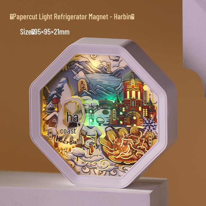 Guochao Paper Sculpture Fridge Magnet Souvenirs for Tourist Attractions