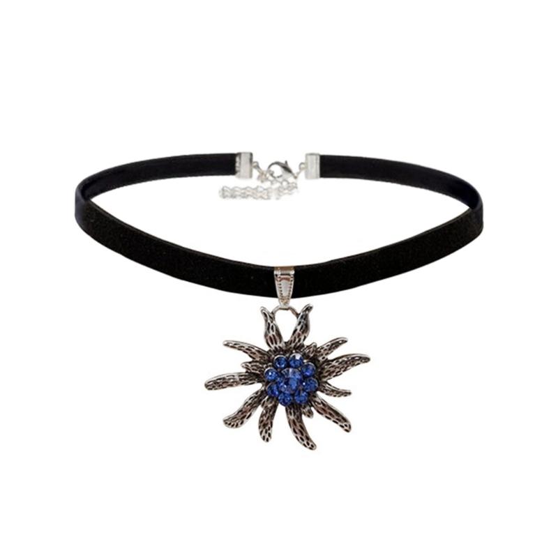 Traditional Vintage Edelweiss Necklace Fashion Flower Charm Pendant Necklaces Women Choker Clavicle Chain Jewelry Gift