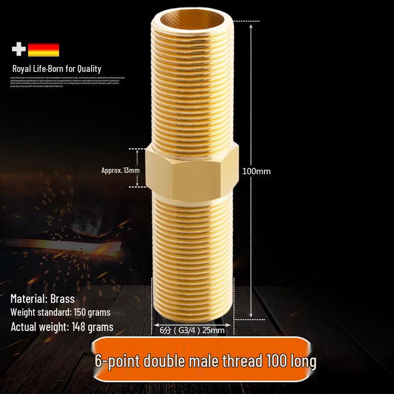 All-Copper Male Thread Direct Coupling, Short To Extended Thread, 4-Point To 6-Point, 1-Inch Inlet Pipe Reducing Joint