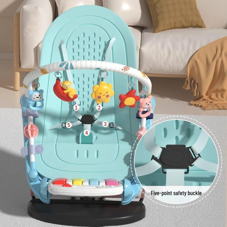 4-in-1 Baby Rocker & Fitness Rack: Infant Chair with Gift Box, Sounds & 4 Gear Settings.