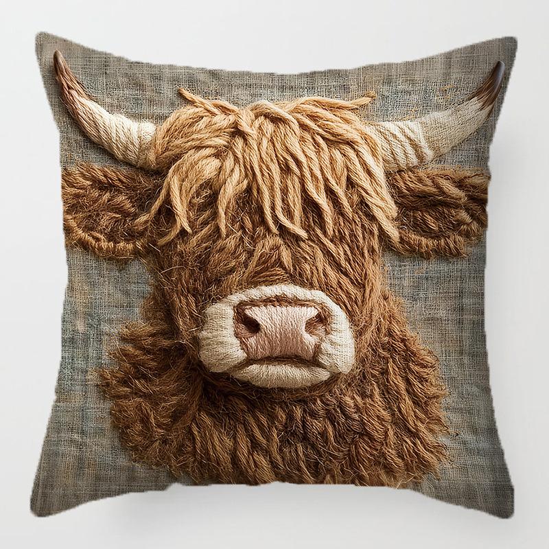2PCS Vibrant Bohemian Style Short Plush Pillow Cover 45x45cm Doggy Imitation Embroidered Pillowcase (Pillow Insert Not Included)