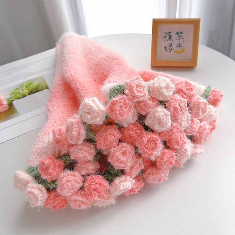Colorful Rose Blanket Home Decorations Soft Blanket for Bedroom Flower Bouquet Blanket Handmade Birthday Christmas New Year Gift