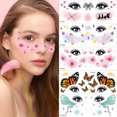 Wasserfeste Tattoo-Aufkleber, Sweet Spice Girl Blush Gesichtsaufkleber, Party Makeup, Urlaubs-Abschlussball-Tattoo-Aufkleber