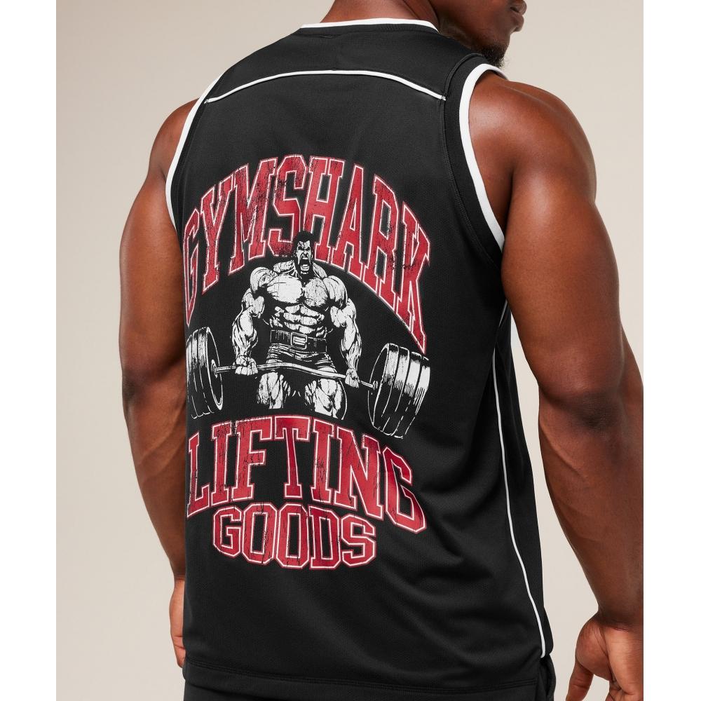 Gymshark Graphic Basketball Mesh Tank Black A3b7m Bb2j