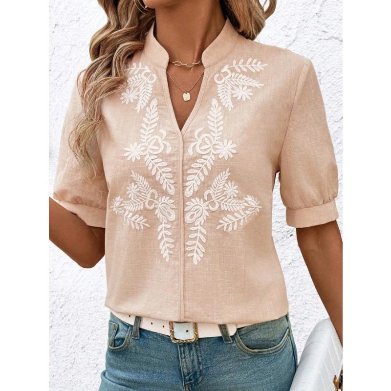 JPNTKY Women's Fashion Casual V-Neck Short Sleeve Blouses & Shirts