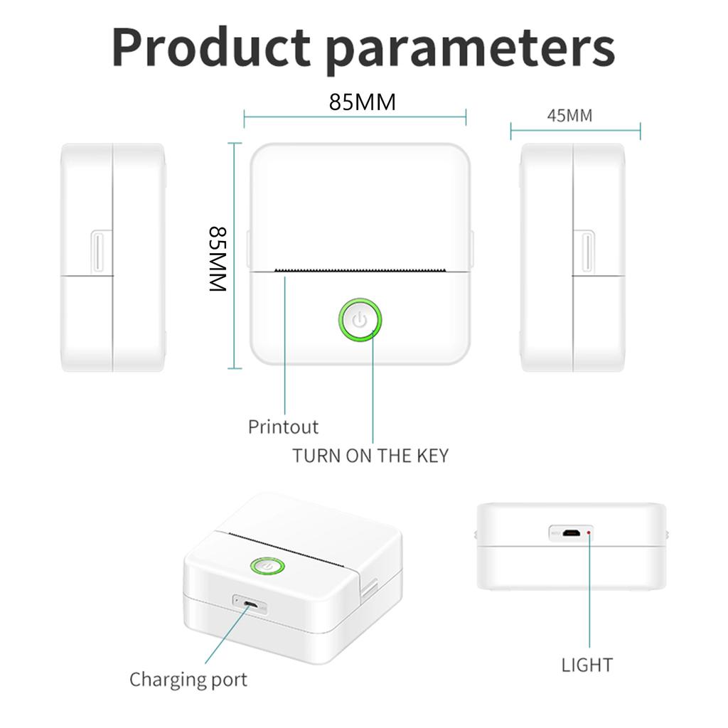 Thermal Sticker Printer Machine Inkless Portable Thermal Printer BT Wireless Portable Phone Printer Sticky Note Printer