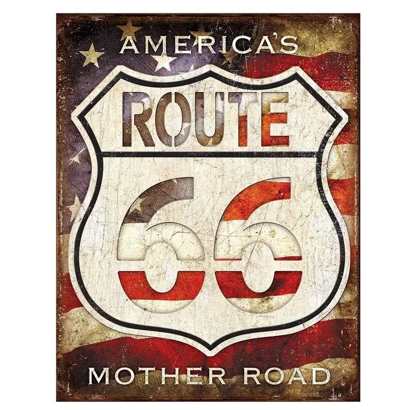 Vintage Historic Old Rout66 Tin Sign Metal Poster Wall Decor For Bar Restaurants Garage Workshop Cafe Club Plaque Man Cave Wall