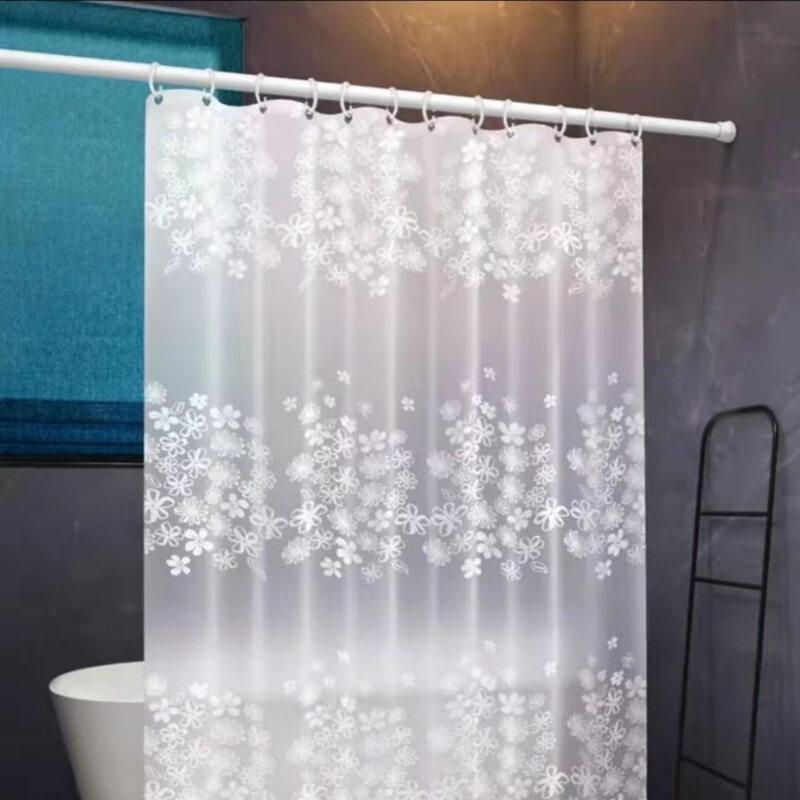 LIEI Waterproof PEVA Shower Curtain Set