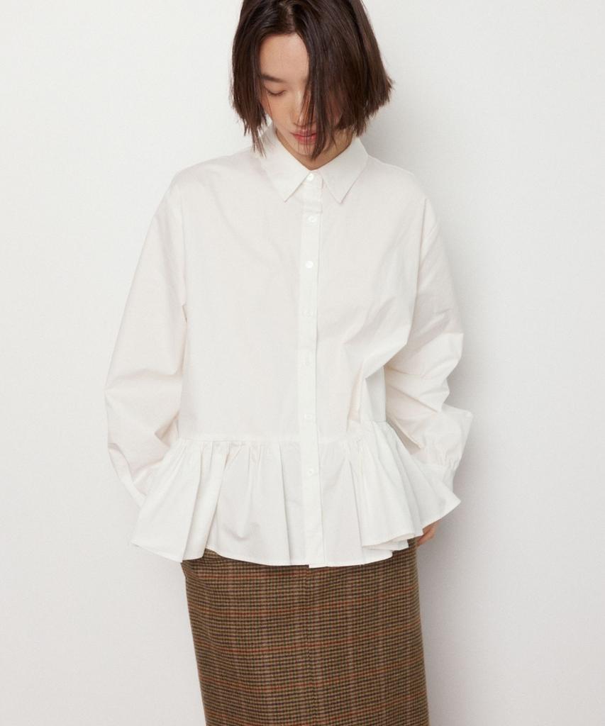 Okuka Essential Oversized Frill Shirt - White