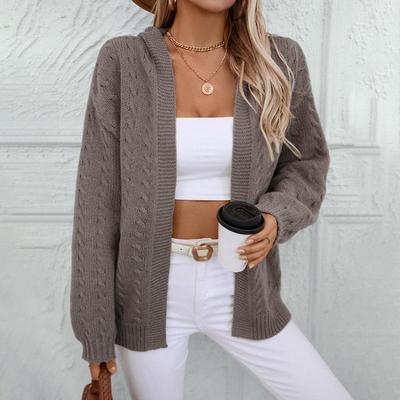 Vintage Autumn Winter V Neck Loose Knitwear Sweater Long Sleeve Solid Color Cardigan Top