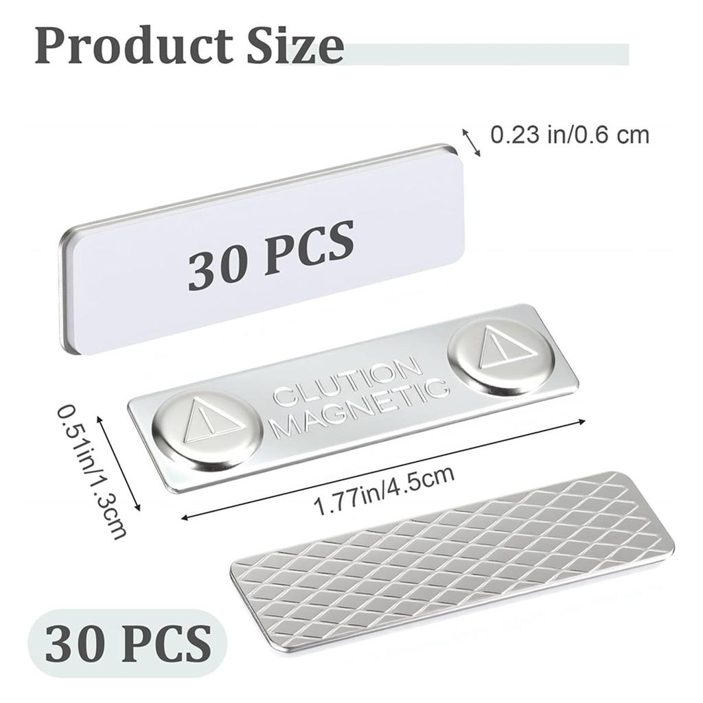 30er-Pack Magnetische Namensschildhalter, Magnete, 1,75 x 0,5 Zoll mit Stahlrückplatte