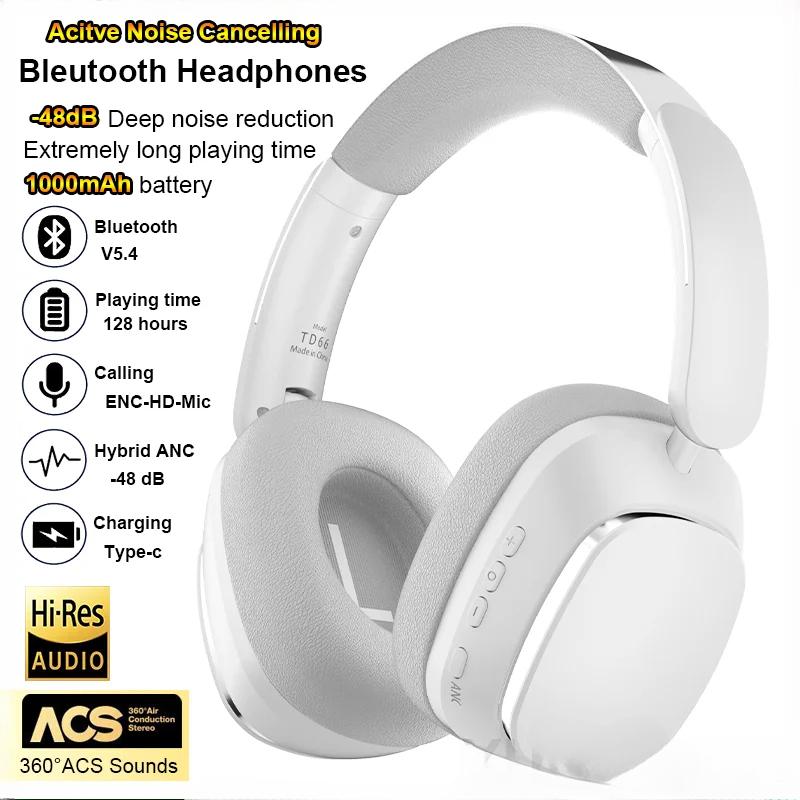 Sluchátka TD66 ANC Bluetooth s aktivním potlačením hluku ANCPods-Max Náhlavní soupravy ENC-Hovory 1000mAh 100H Doba přehrávání