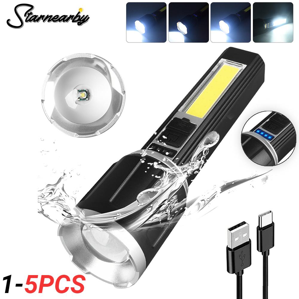 Satın alın Telescopic Zoom Xpe +Cob Led Flashlight Waterproof Rechargeable Torch Lamp Outdoor